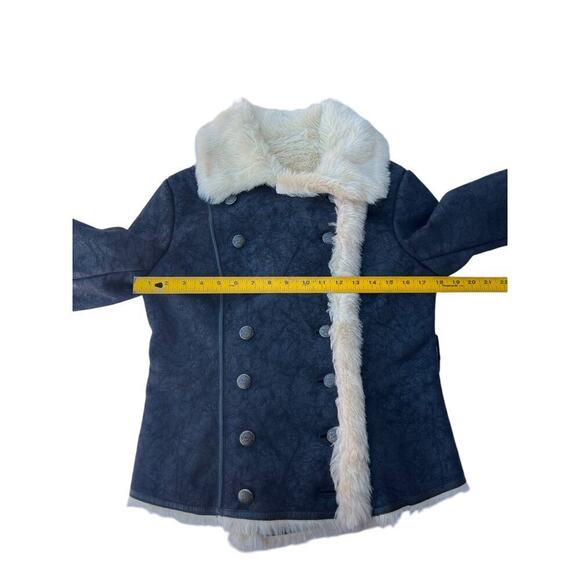 GUESS Jeans Los Angeles Faux Fur / Leather - Suede Aviator Style Jacket Y2K - M - Picture 8 of 9